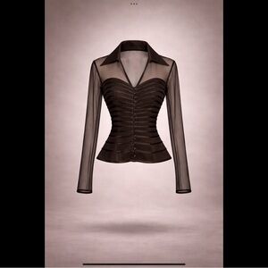 JS Collections Black Sheer Corset Top Size 6
